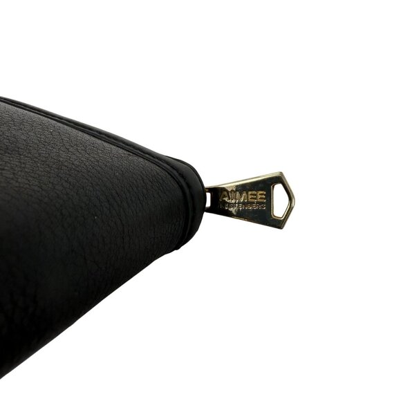 Aimee Kestenberg Wallet Black Leather Compact Zip Around Gold-Tone Zipper Small - Picture 5 of 6